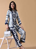 Women's Blue Printed Co-ords Set