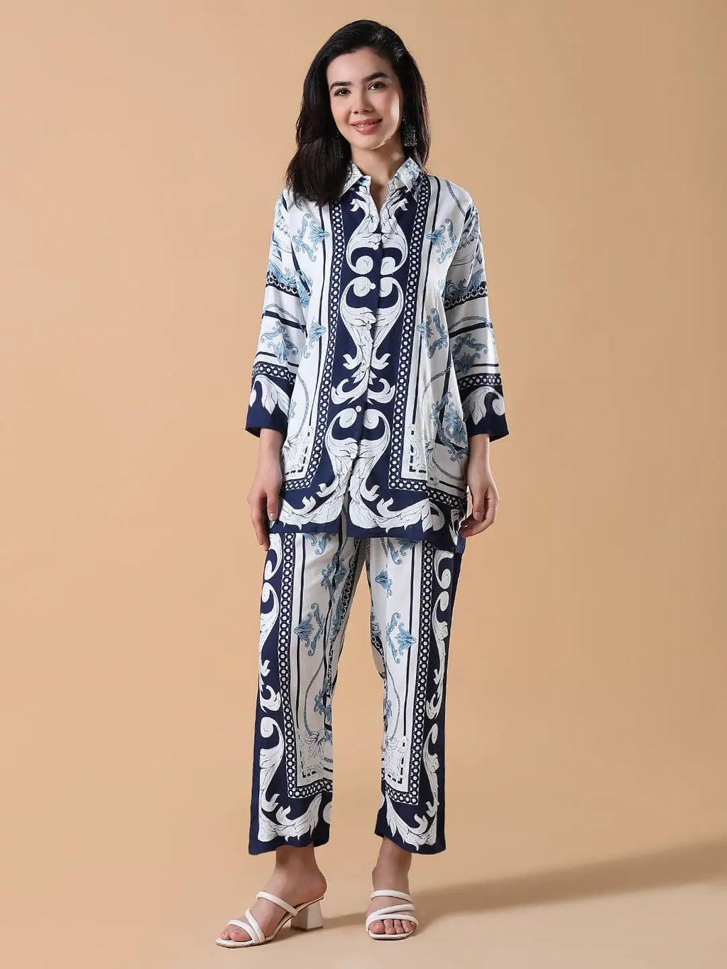 Women's Blue Printed Co-ords Set