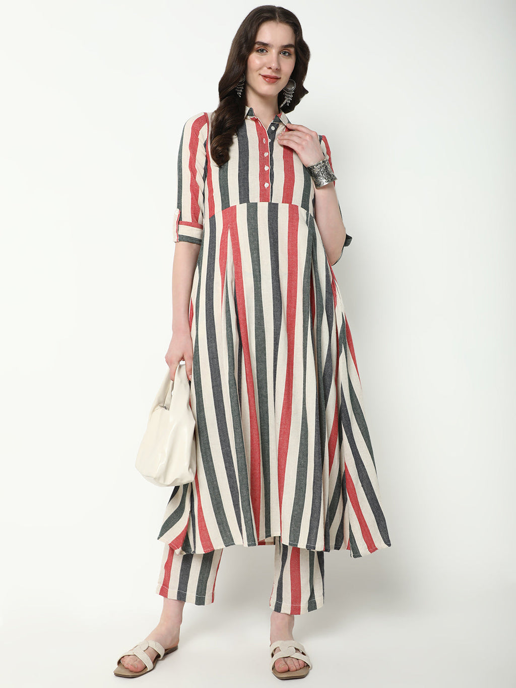 Women's Multi Striped Anarkali Kurta Set