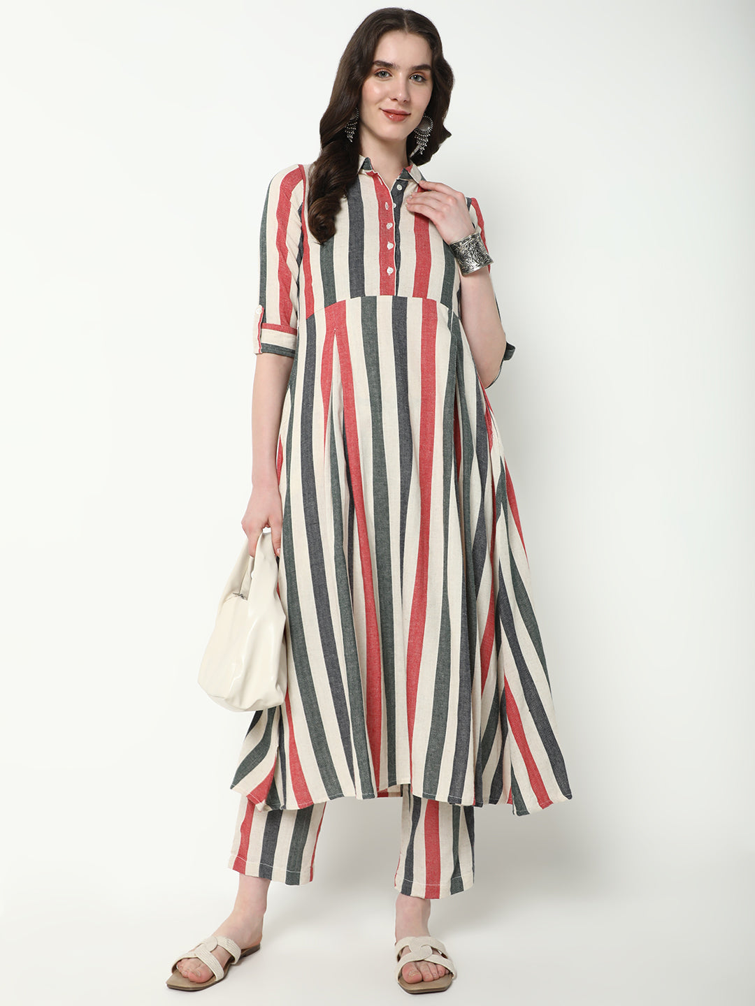 Women's Multi Striped Anarkali Kurta Set