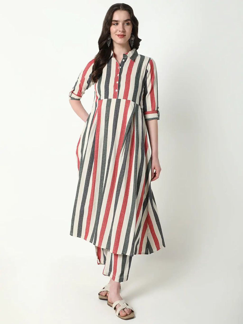 Women's Multi Striped Anarkali Kurta Set