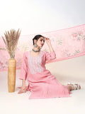 Women's Printed Pink Straight Kurta Set with Dupatta