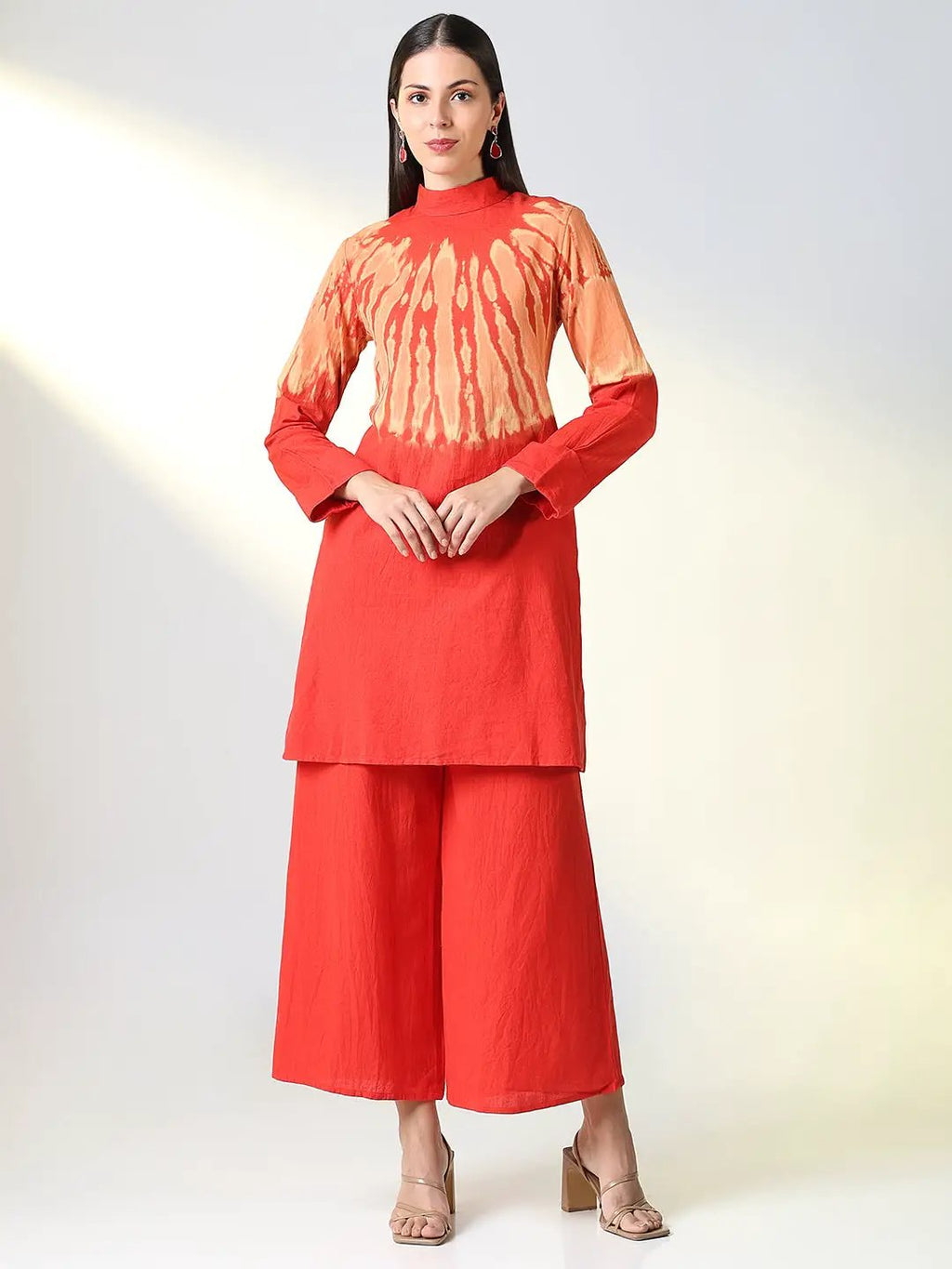 Women's Red Dyed Kurta Set