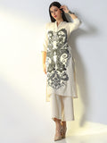 Women's Off White Graphic Straight Kurta Set