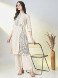Women's Cream Paisley A Line Kurta Set