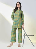Women's Green Graphic Straight Kurta Set