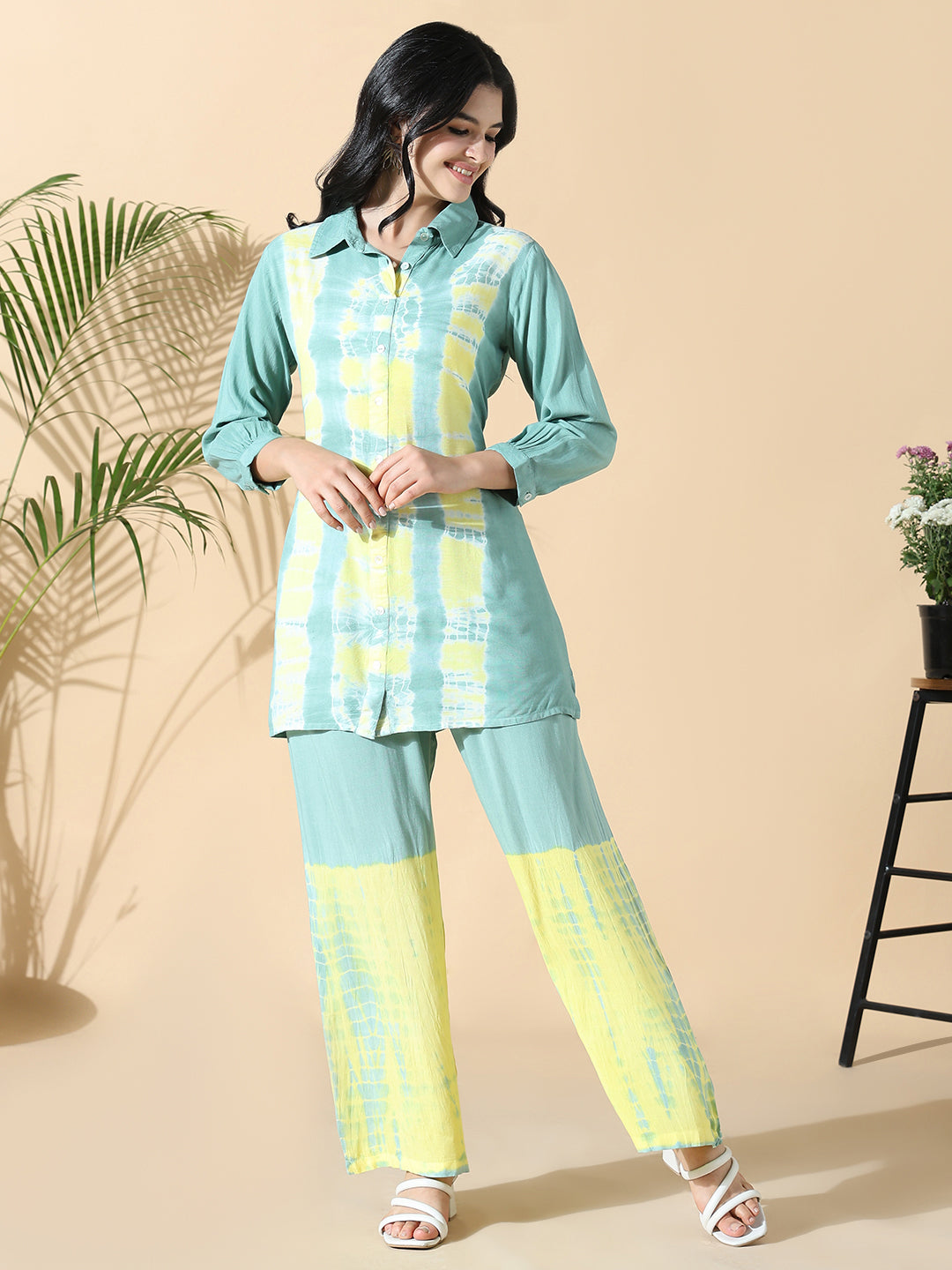 Women's Green Dyed Co-ords Set