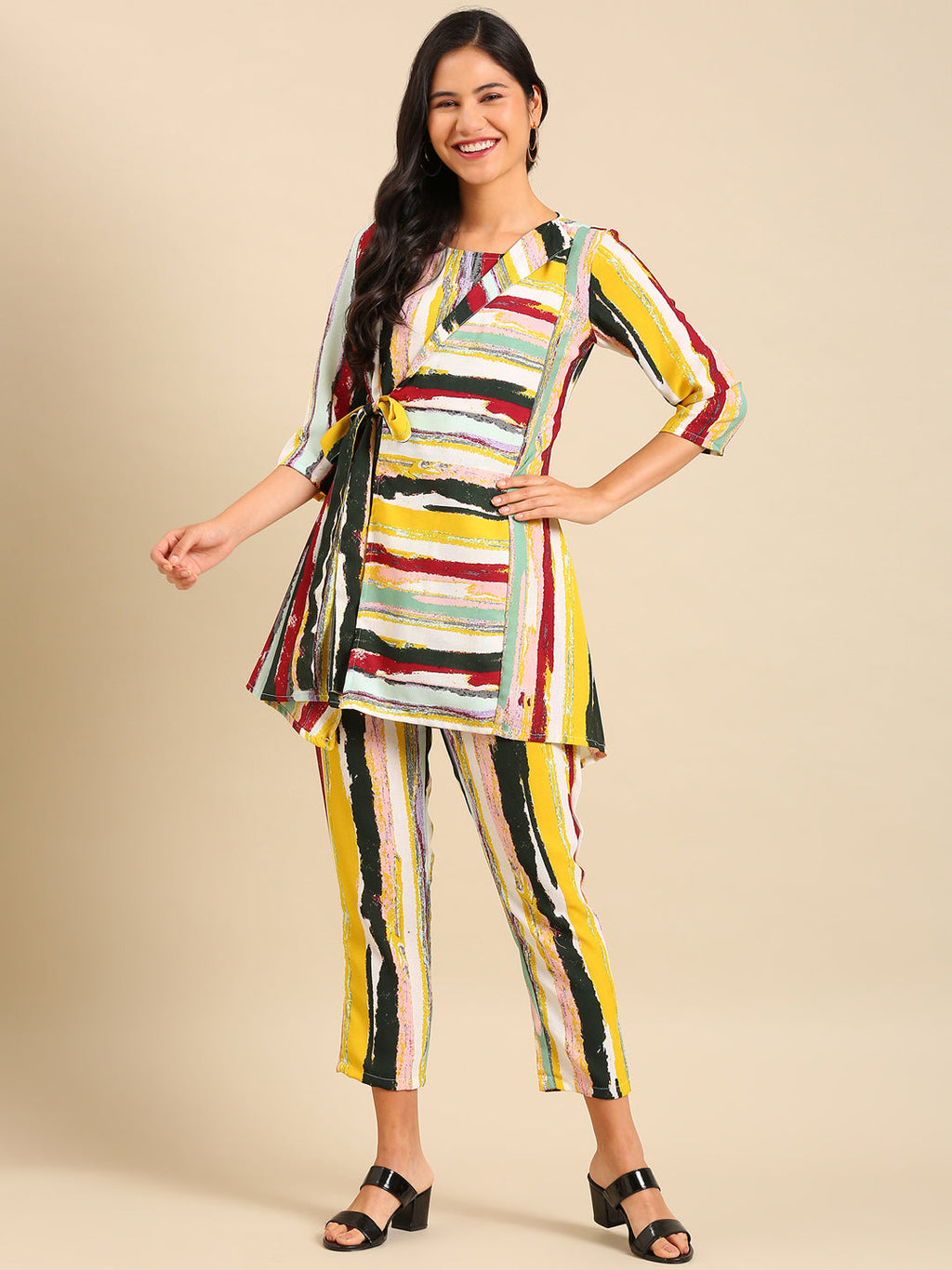 Women's Striped Multi A-Line Kurta Set
