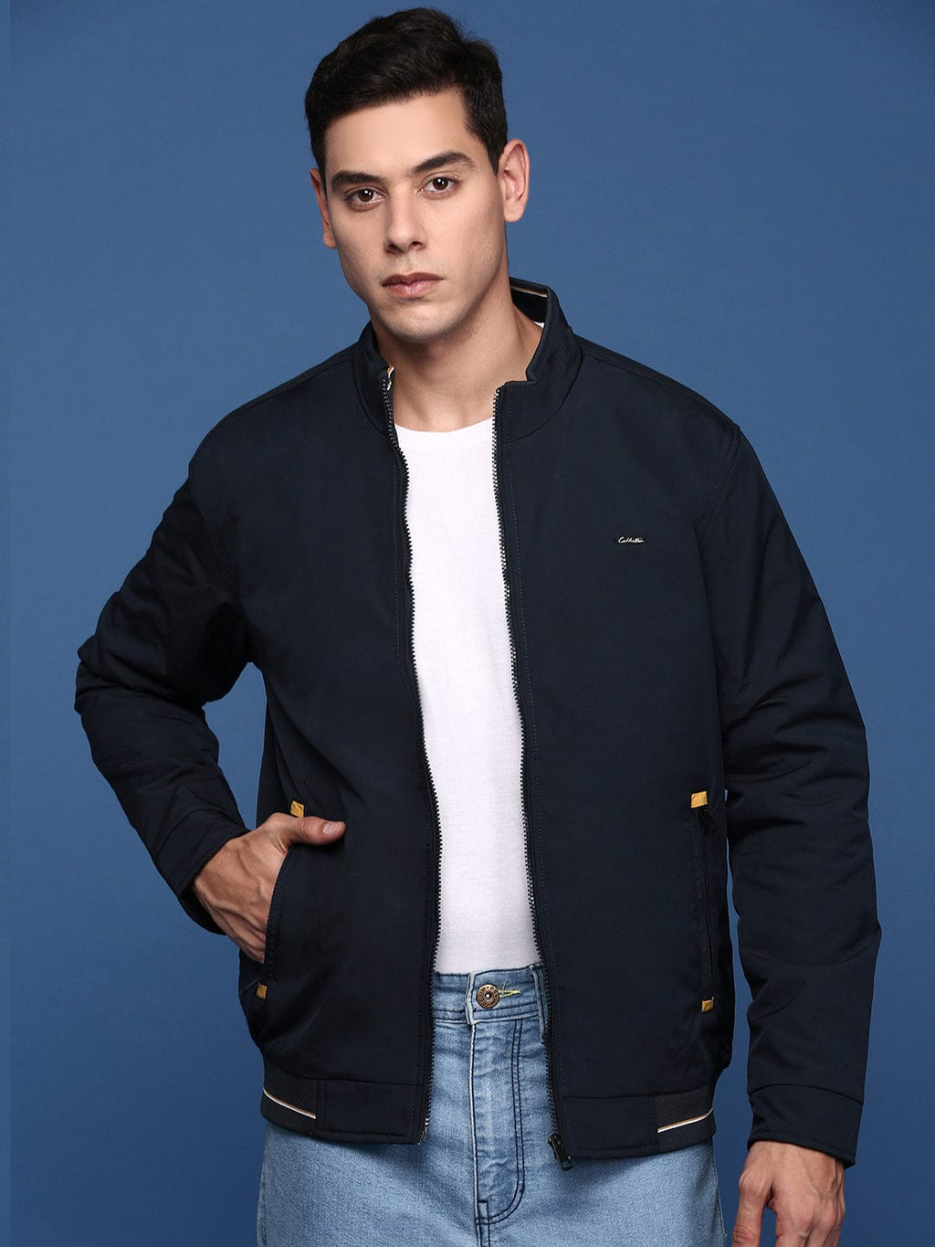 Men's Navy Blue Windcheater Bomber Jacket