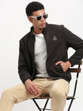 Men's Mock Collar Black Solid Casual Bomber Jacket
