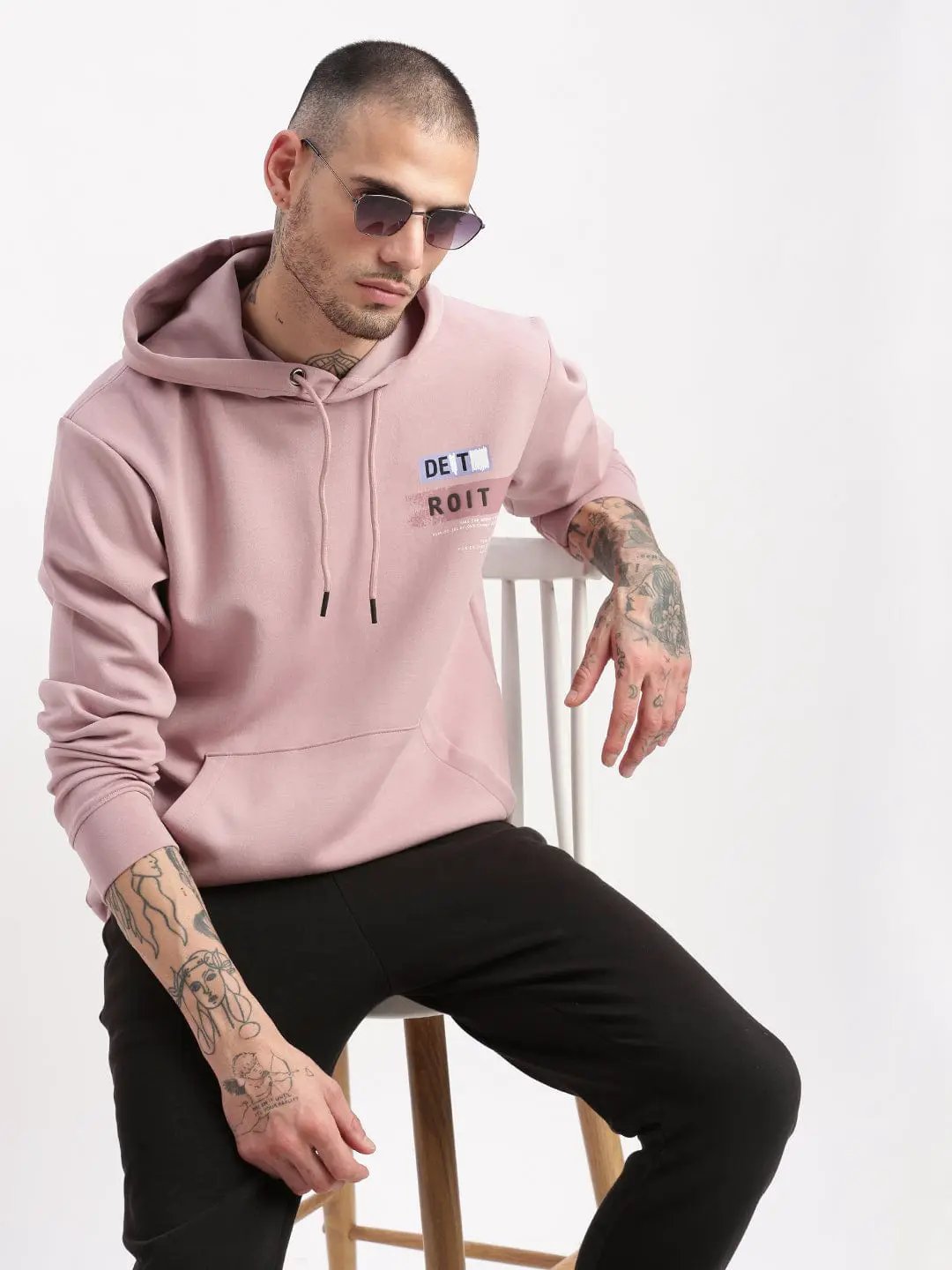 Men's Lavender Solid Hoodie