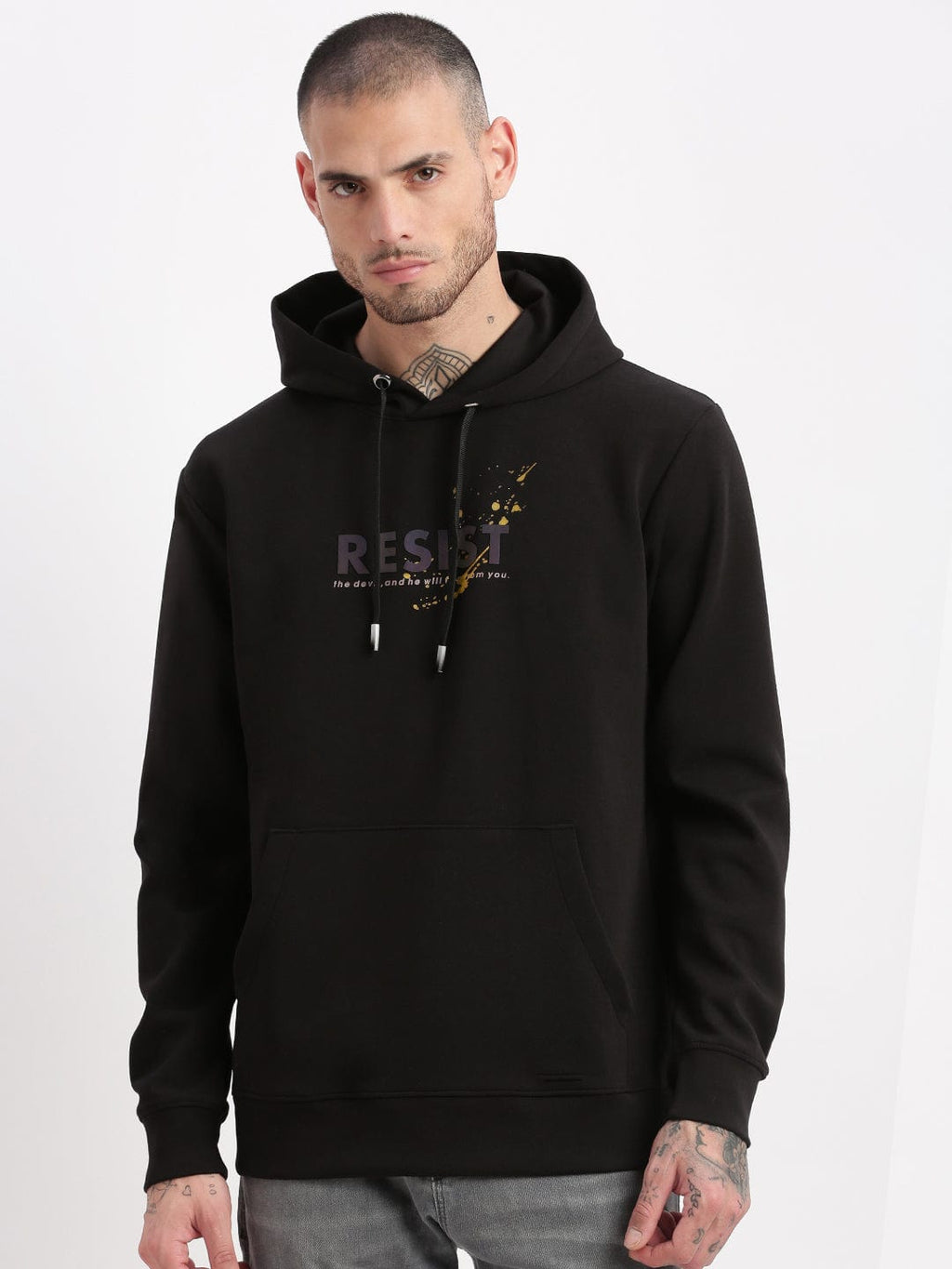 Men's Black Graphic Hoodie