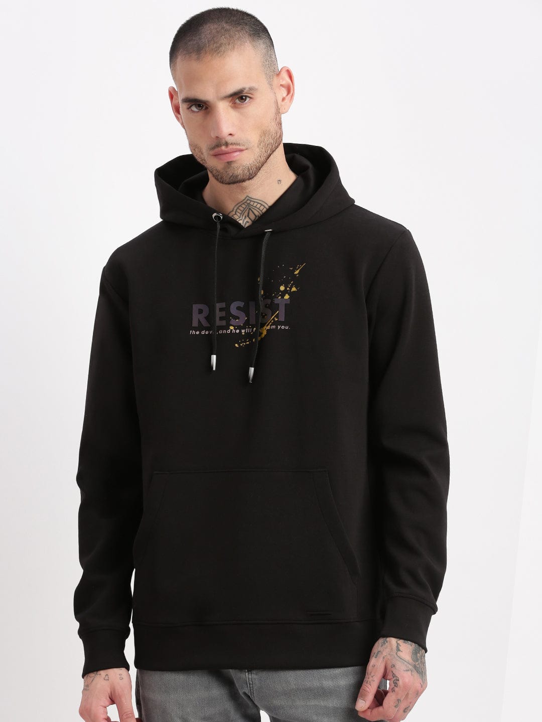 Men's Black Graphic Hoodie