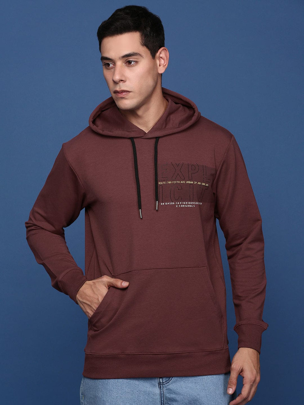 Men's Solid Maroon Hoodie