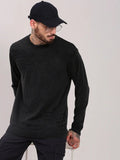 Men's Grey Solid Round Neck Pullover