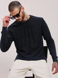 Men's Navy Blue Solid Sweater