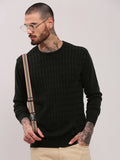 Men's Olive Solid Casual Sweater