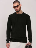 Men's Olive Round Neck Long Sleeves Casual Pullover