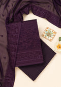 Purple Swarovski Semi Crepe Unstitched Salwar Suit