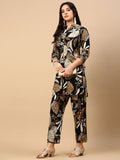 Women's Floral Black Ethnic Straight Kurta Set
