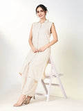 Women's Printed Cream A Line Kurta Set