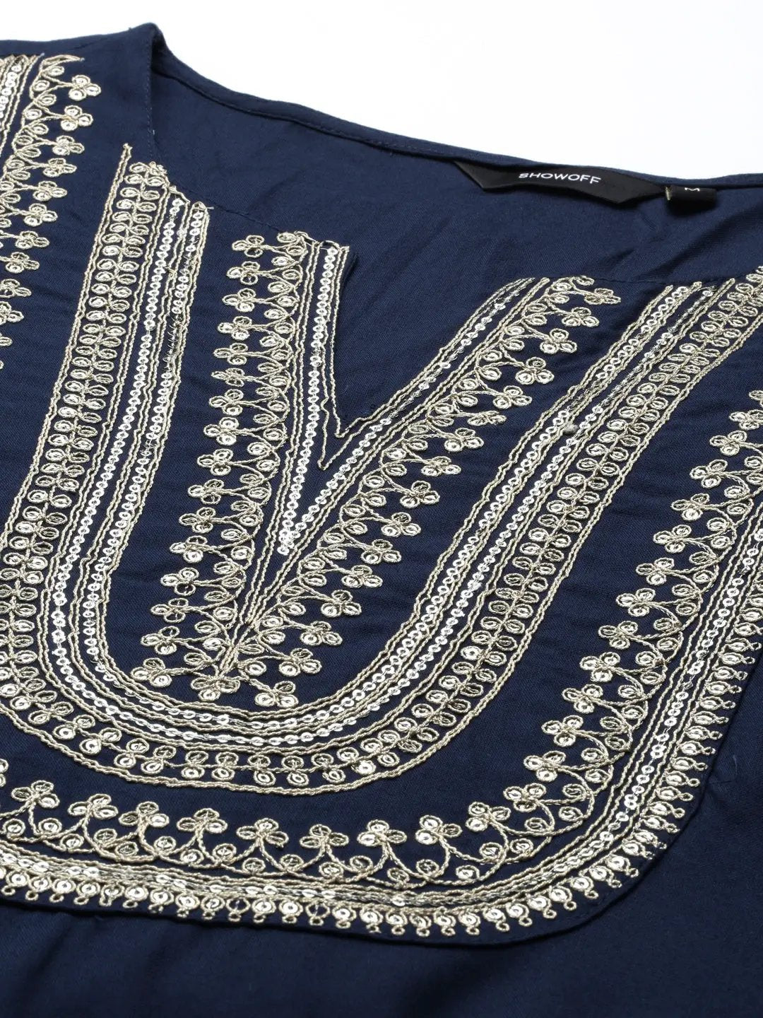 Women's Teal Sequinned Kurta Set With Dupatta