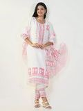 Women's Graphic White Kurta Set with Dupatta