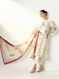 Women's Floral Cream Straight Kurta Set with Dupatta