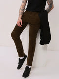 Men's Brown Solid Trousers