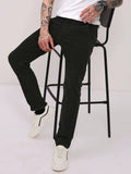Men's Black Solid Trousers