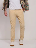 Men's Beige Solid Regular Trousers