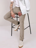 Men's Grey Comfort Slim Fit Cotton Trousers