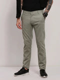 Men's Green Solid Cotton Trousers
