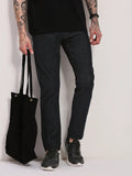Men's Navy Blue Cotton Comfort Skinny Fit Low-Rise Trousers