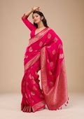 Rani Pink Zariwork Banarasi Saree