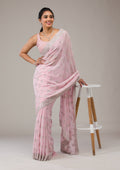 Baby Pink Silver Stonework Georgette Saree