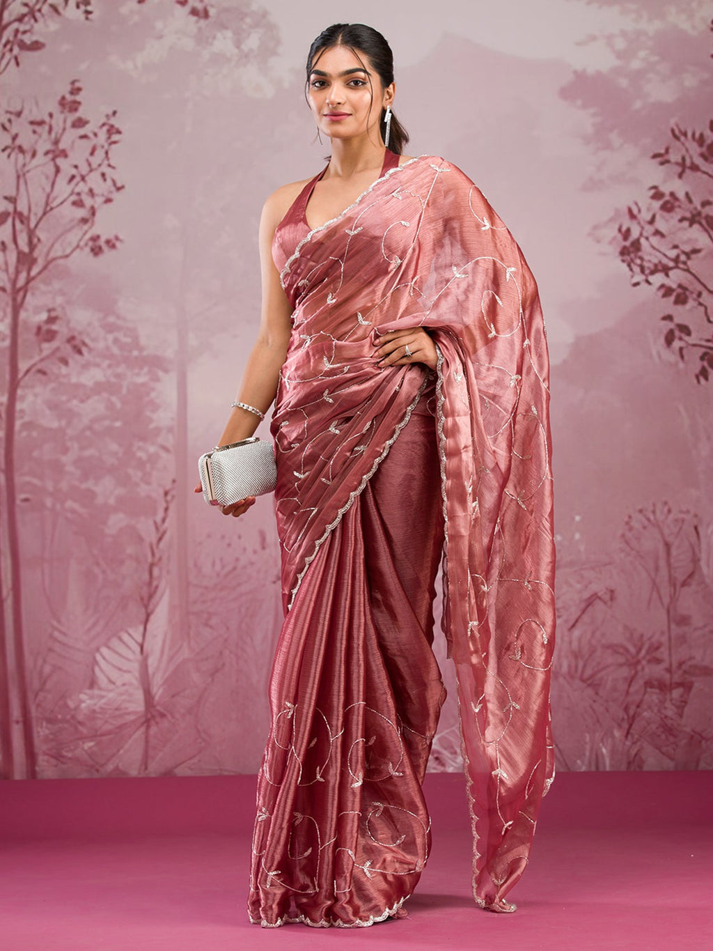 Gold Cutdana Organza Saree