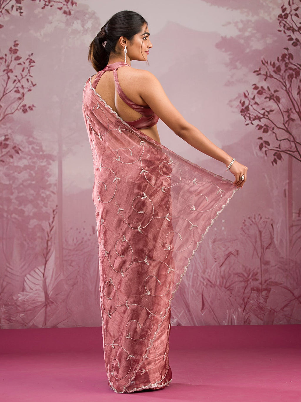 Gold Cutdana Organza Saree