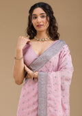 Pink Zariwork Georgette Saree