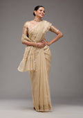 Beige Zariwork Tissue Saree