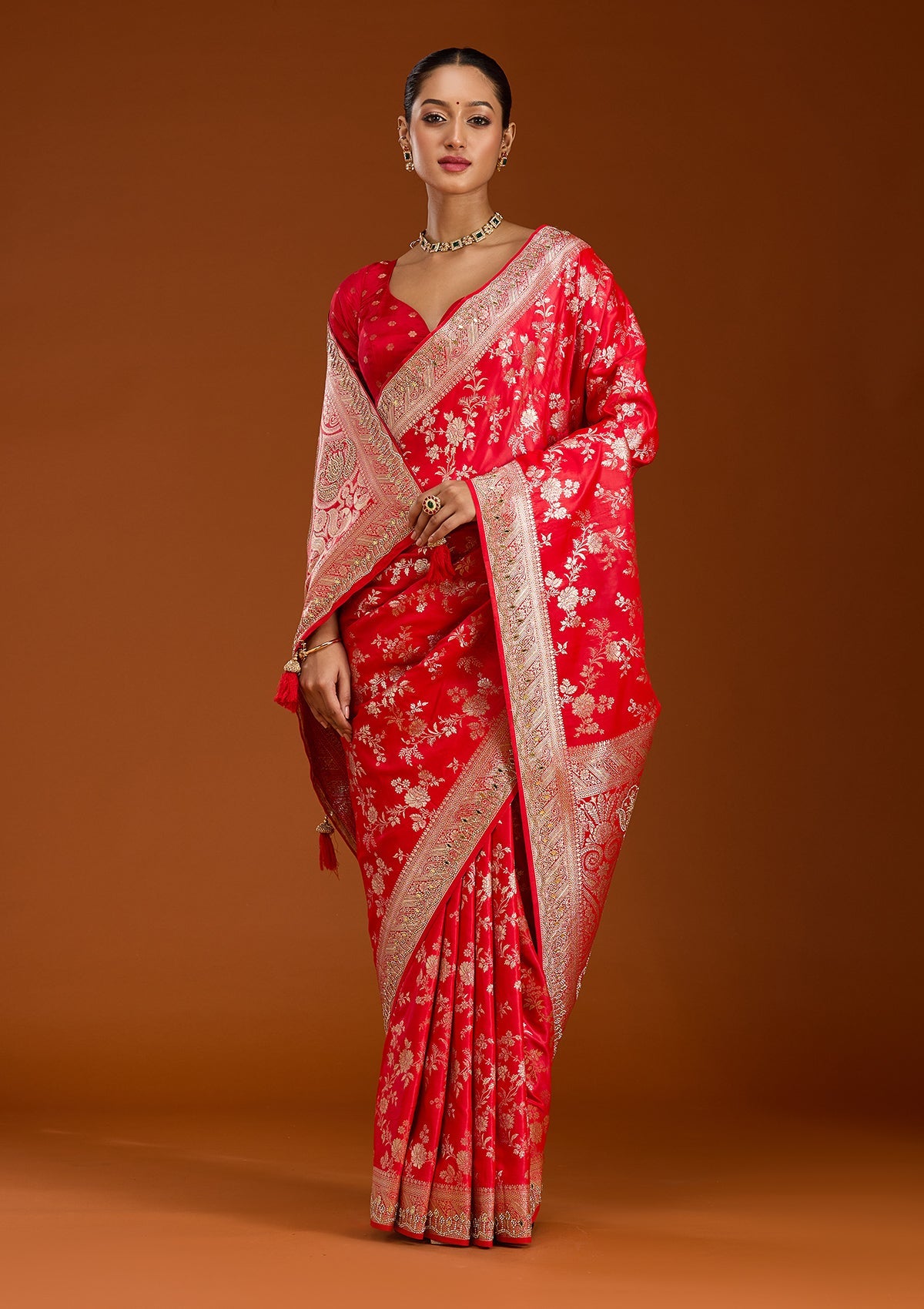 Red Stonework Silk Silk_Saree
