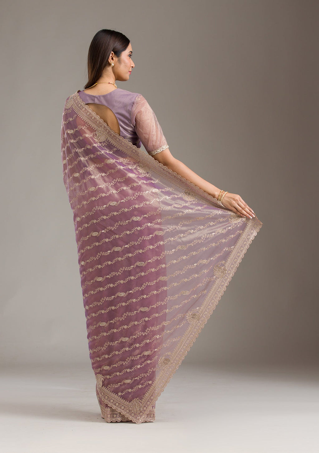 Purple Zariwork (Gold) Tissue Saree