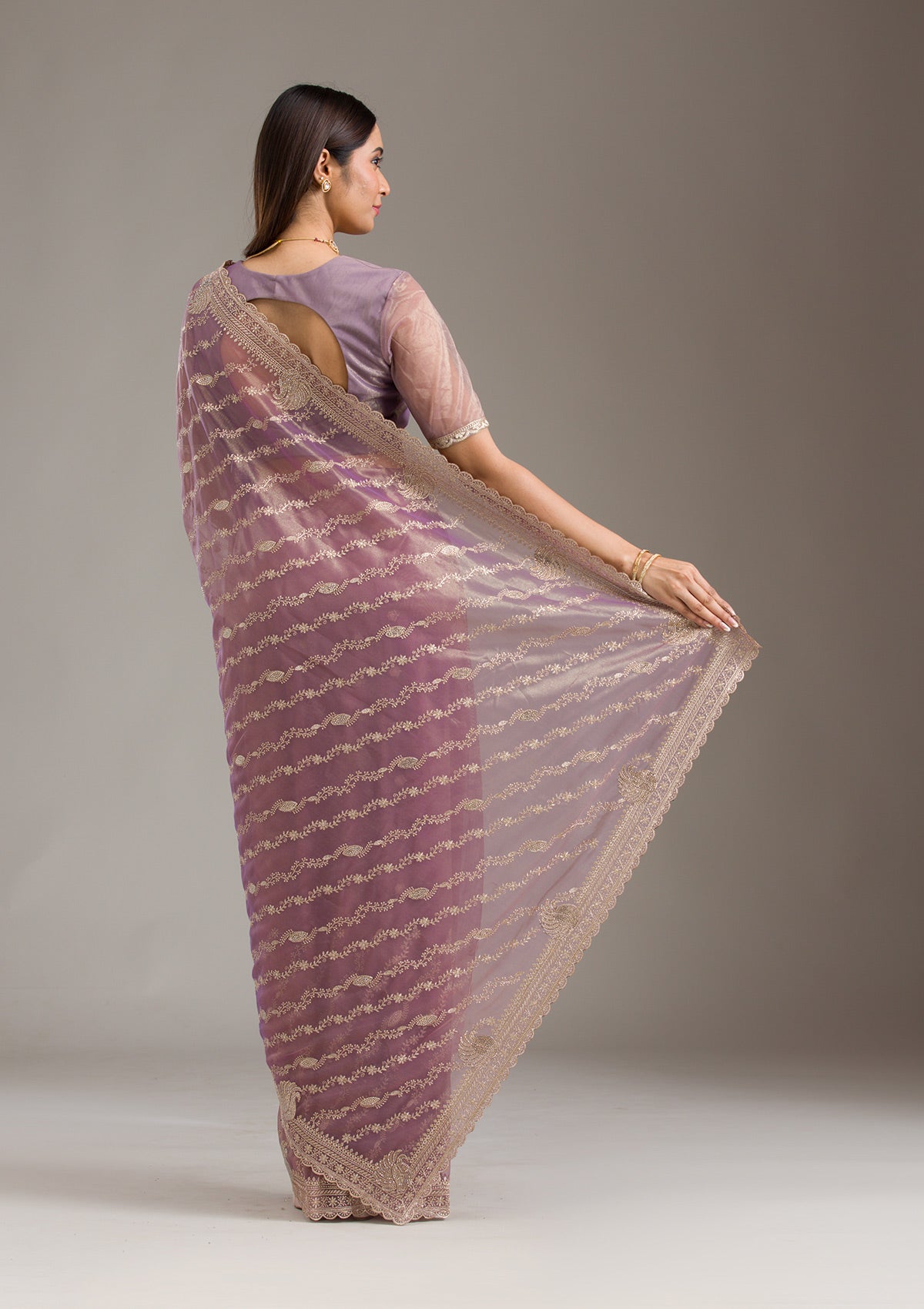 Purple Zariwork (Gold) Tissue Saree