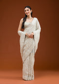 Grey Threadwork Georgette Saree