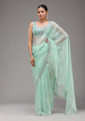 Sea Green Stonework Tissue Saree