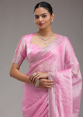 Pink Stonework Chiffon Saree