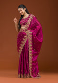Wine Zariwork Tissue Saree