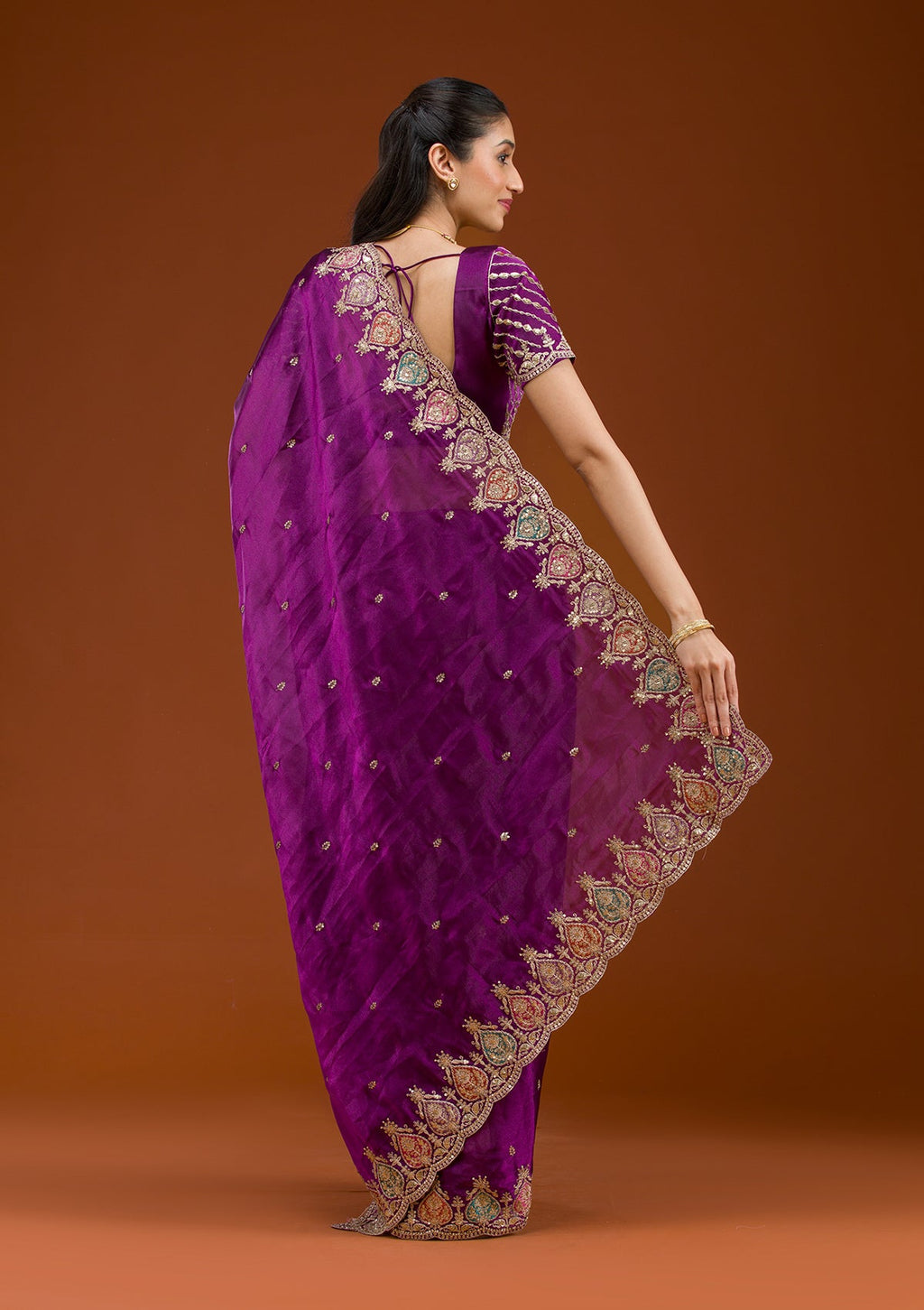 Purple Zariwork Tissue Saree