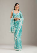 Sea Green Cording Tissue Saree