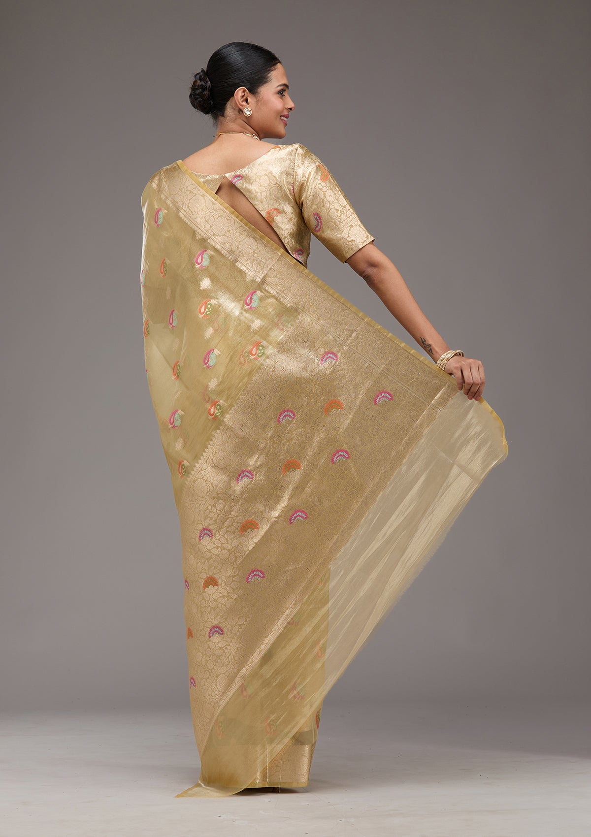Gold Zariwork Tissue Saree